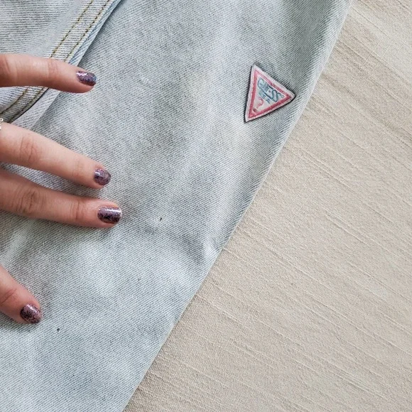 Vintage Guess Leather Patch Clip Overalls 6 months - Picture 9 of 11